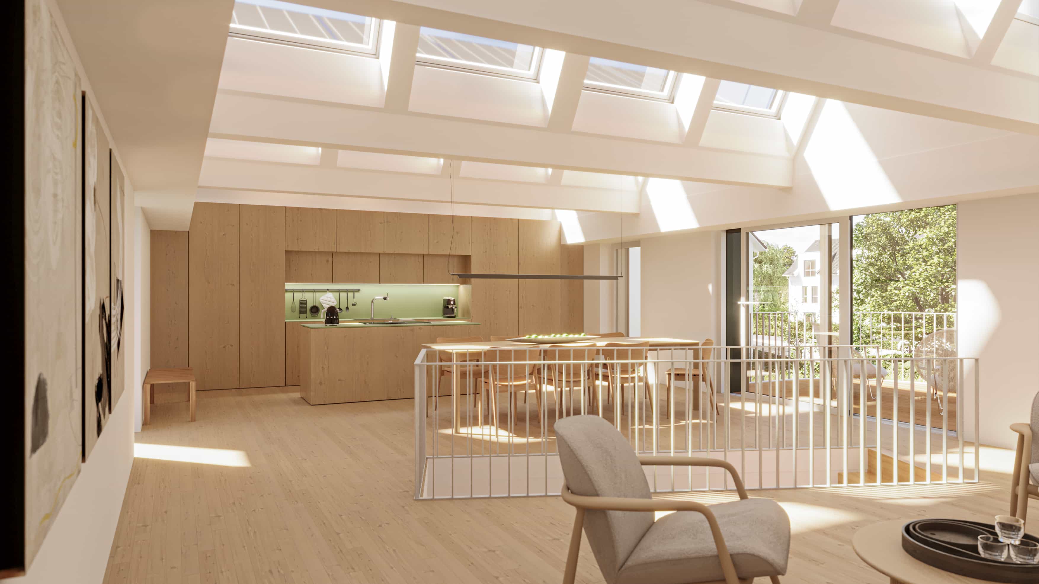 Der Küchen- und Essbereich des "The Urban House" von Architekt Sigurd Larsen und Haas Fertigbau